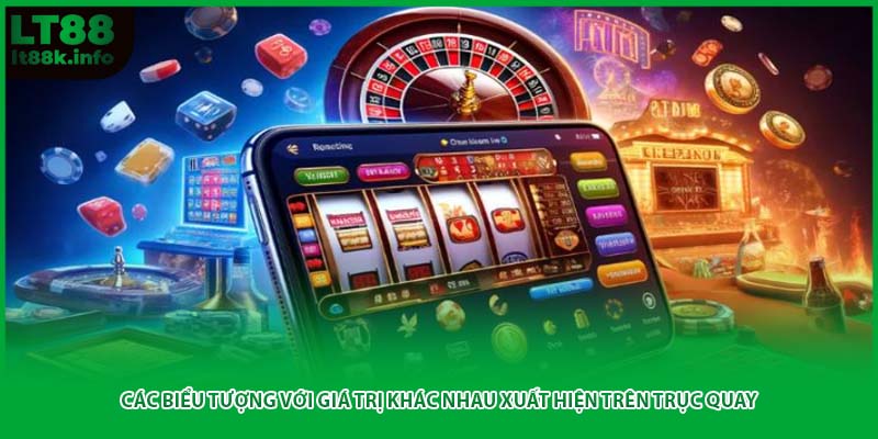 Các biểu tượng với giá trị khác nhau xuất hiện trên trục quay